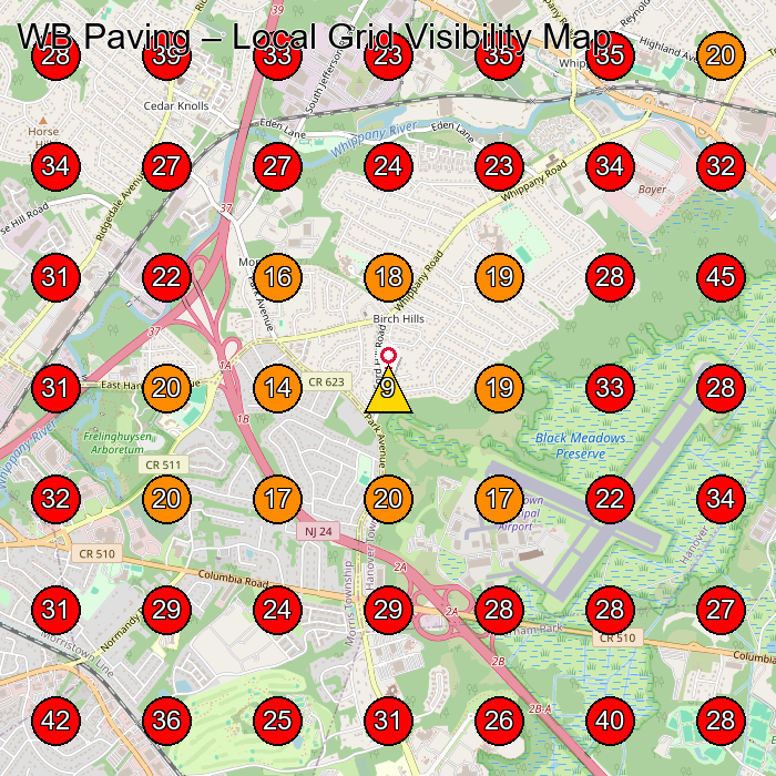 WB Paving GeoGrid visibility map for Paving Contractor in Madison